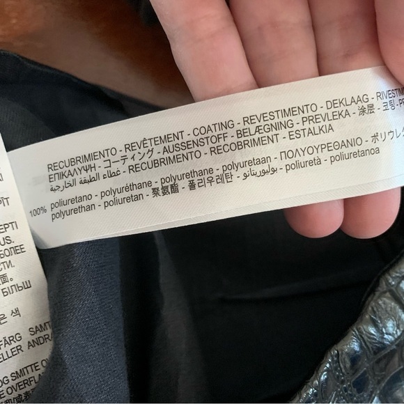 Zara High Waisted Black Embossed Faux Leather Crocodile Print Pants Size S - Picture 4 of 7